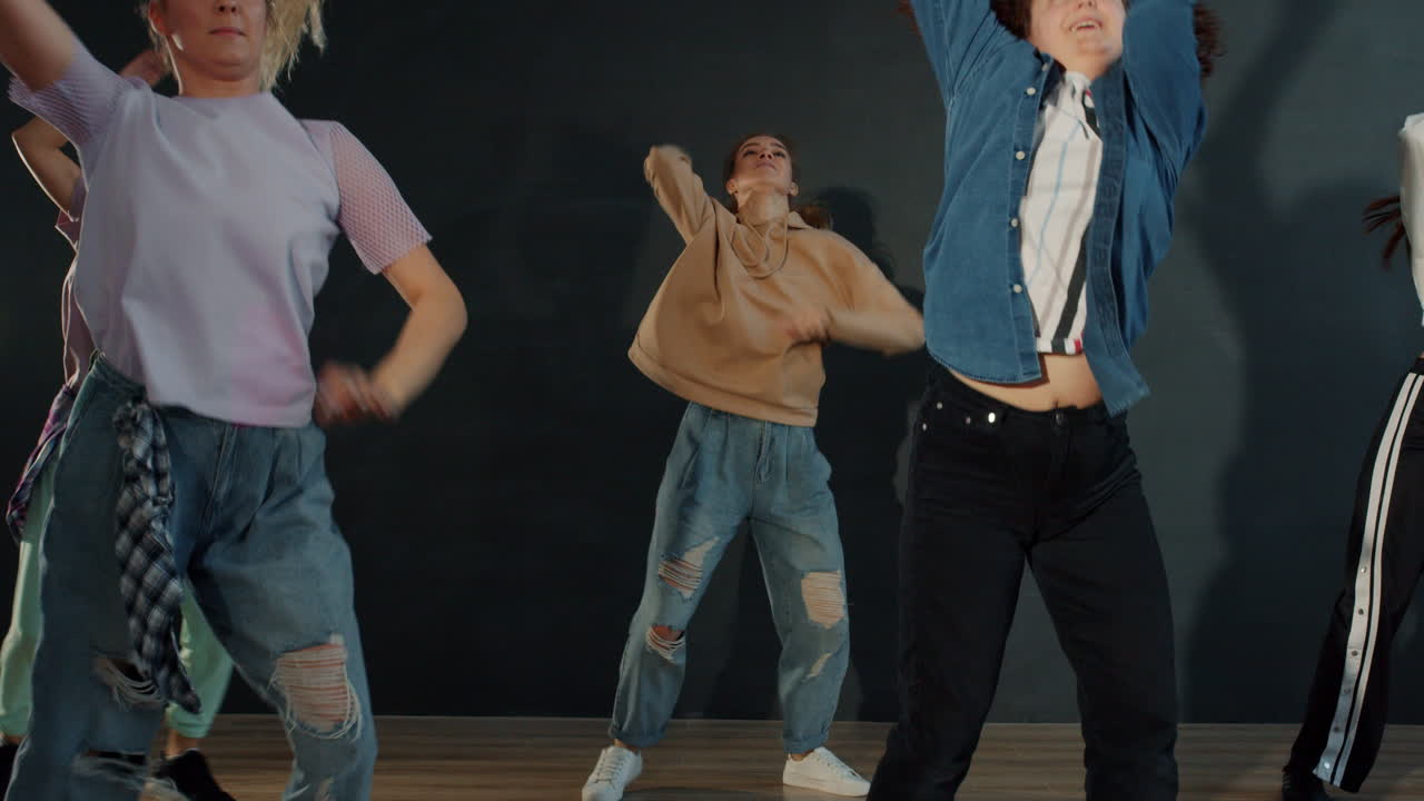 Group of Teens Performing a Dynamic Dance Routine