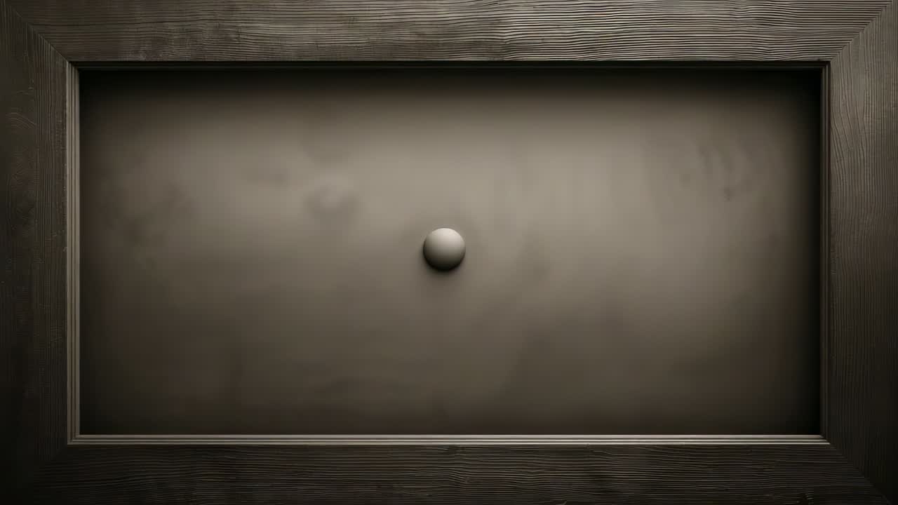 Reacting to pressure, centered spherical knob pushing outward from recessed panel, with wood frame