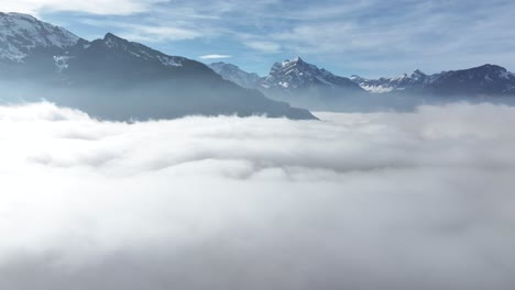 cloud-swathed walensee mountains in serene splendor