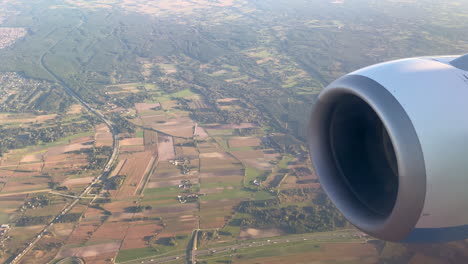 close up of turbine engine through glass window