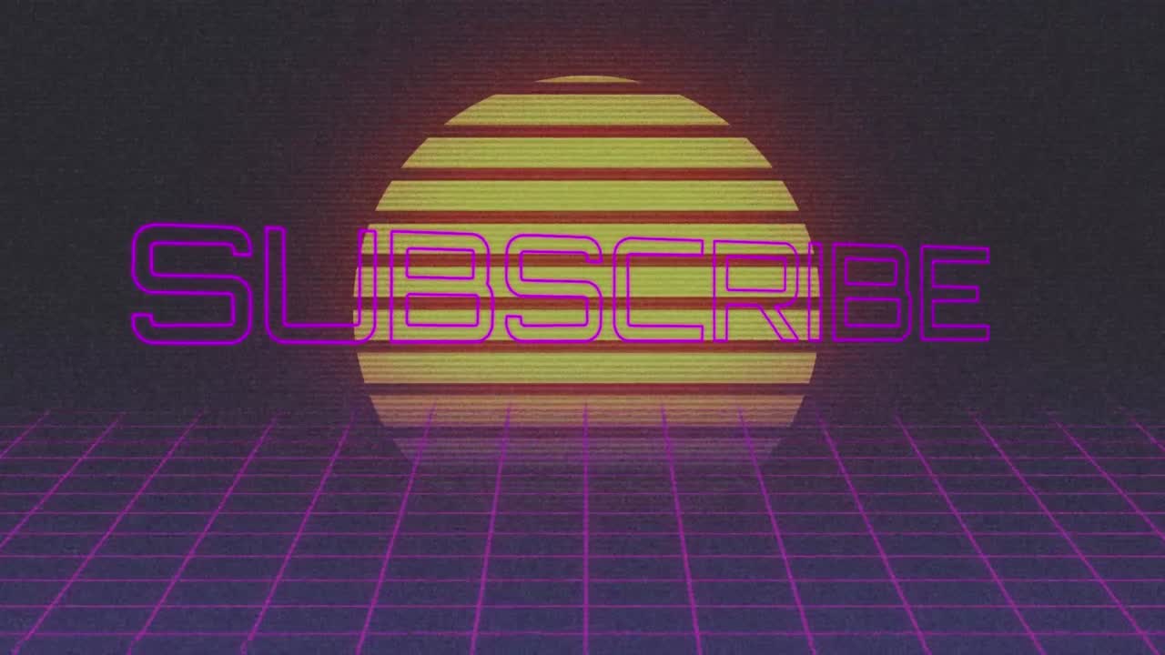 animación del texto de suscripción sobre líneas de neón sobre fondo negro