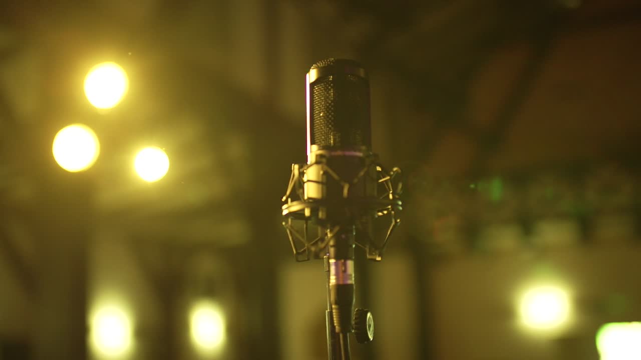 Close-up of microphone on stage