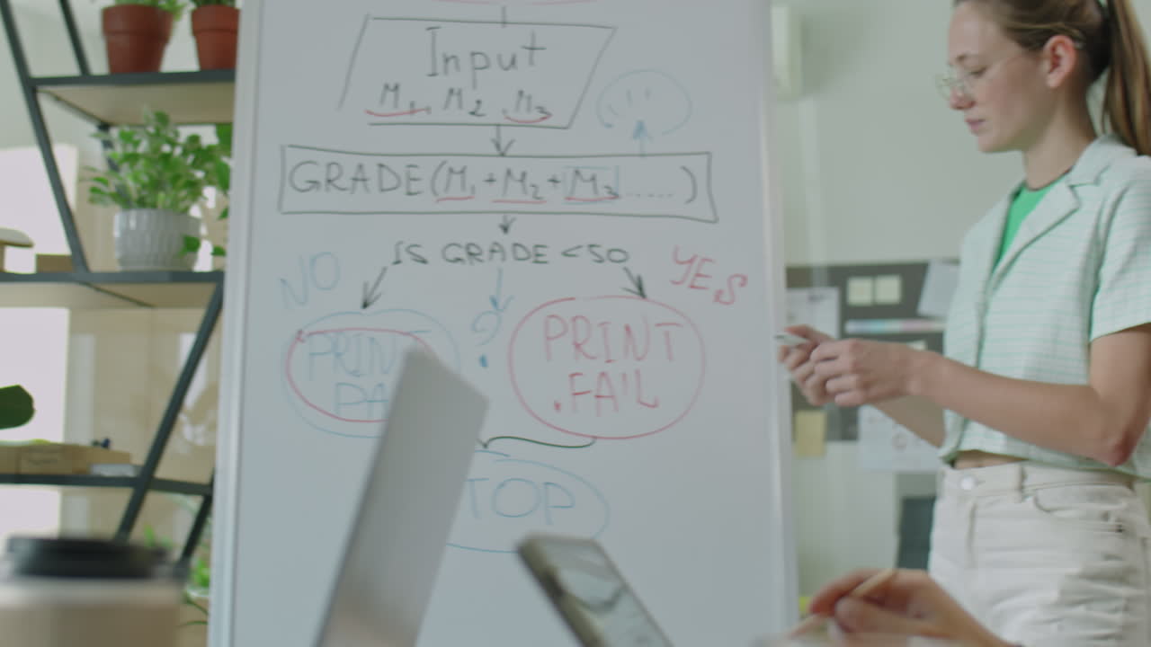 Gen Z Girl Giving Presentation on Meeting in IT Company