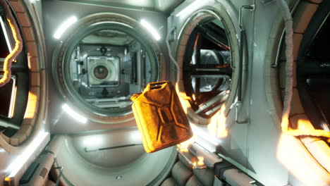 old fuel canister floating in internation space station