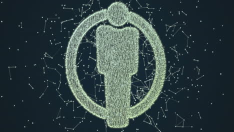 animación del icono digital de la persona verde y las conexiones sobre fondo negro