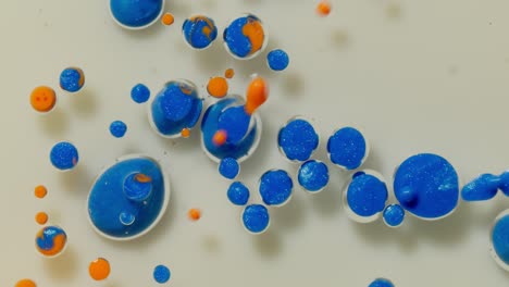 abstract blue and orange oil and water bubbles