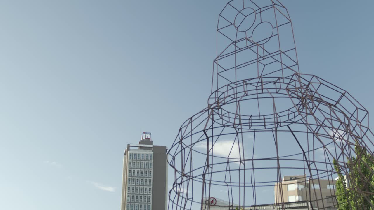 Town square structure art work in Porto.