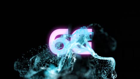 animación de texto de 6g sobre una onda en movimiento brillante