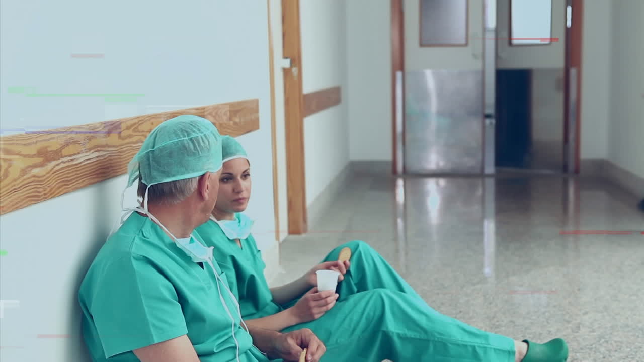 Animazione di interferenza su diversi medici in ospedale