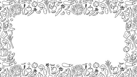 fondo de patrón móvil vegetal, niños dibujo a mano diseño conceptual, ilustración aislada en fondo blanco animación de bucle sin costuras 4k, con espacio de copia rectángulo central