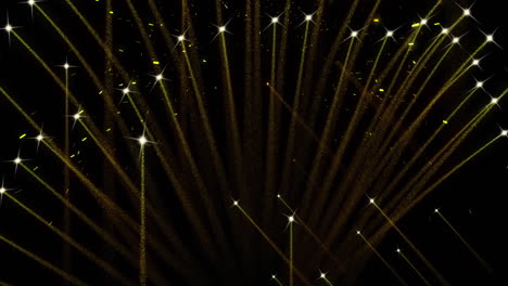 animatie van vuurwerk en confetti op zwarte achtergrond