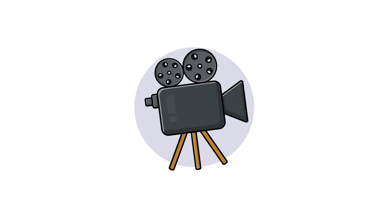 Animated Vintage Film Camera Illustration on Tripod
