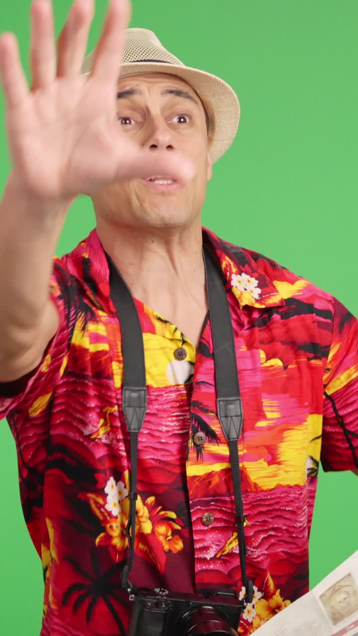 Tourist navigating city streets and asking for directions