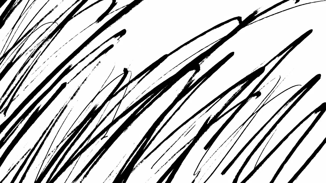 Animazione dinamica astratta di linee disegnate a mano in bianco e nero