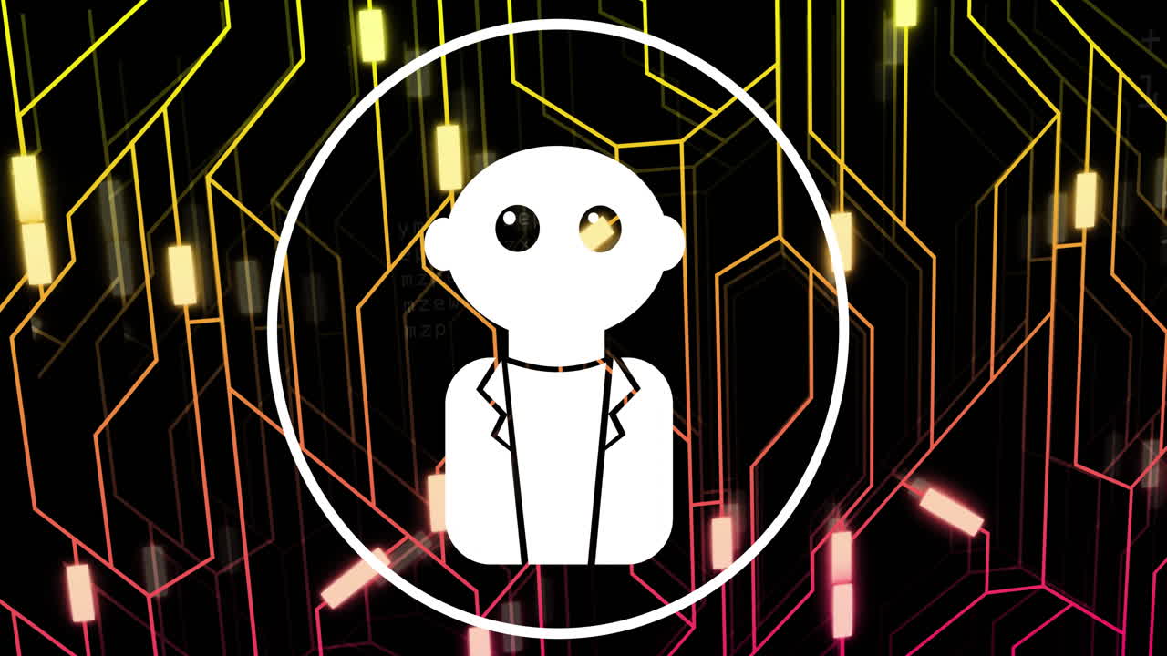 디지털 데이터 처리 및 ai 채팅  아이콘과의 연결의 애니메이션