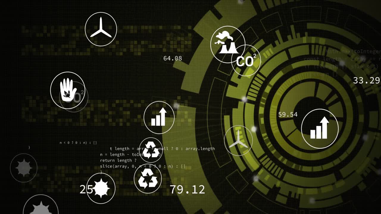 데이터 처리 및 디지털 아이콘의 애니메이션 범위 스핀