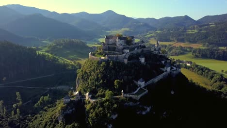 aerial drone footage of hochosterwitz castle