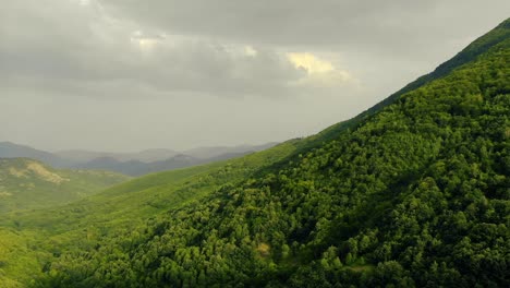 夏天在綠色古老的山脈上空飛翔