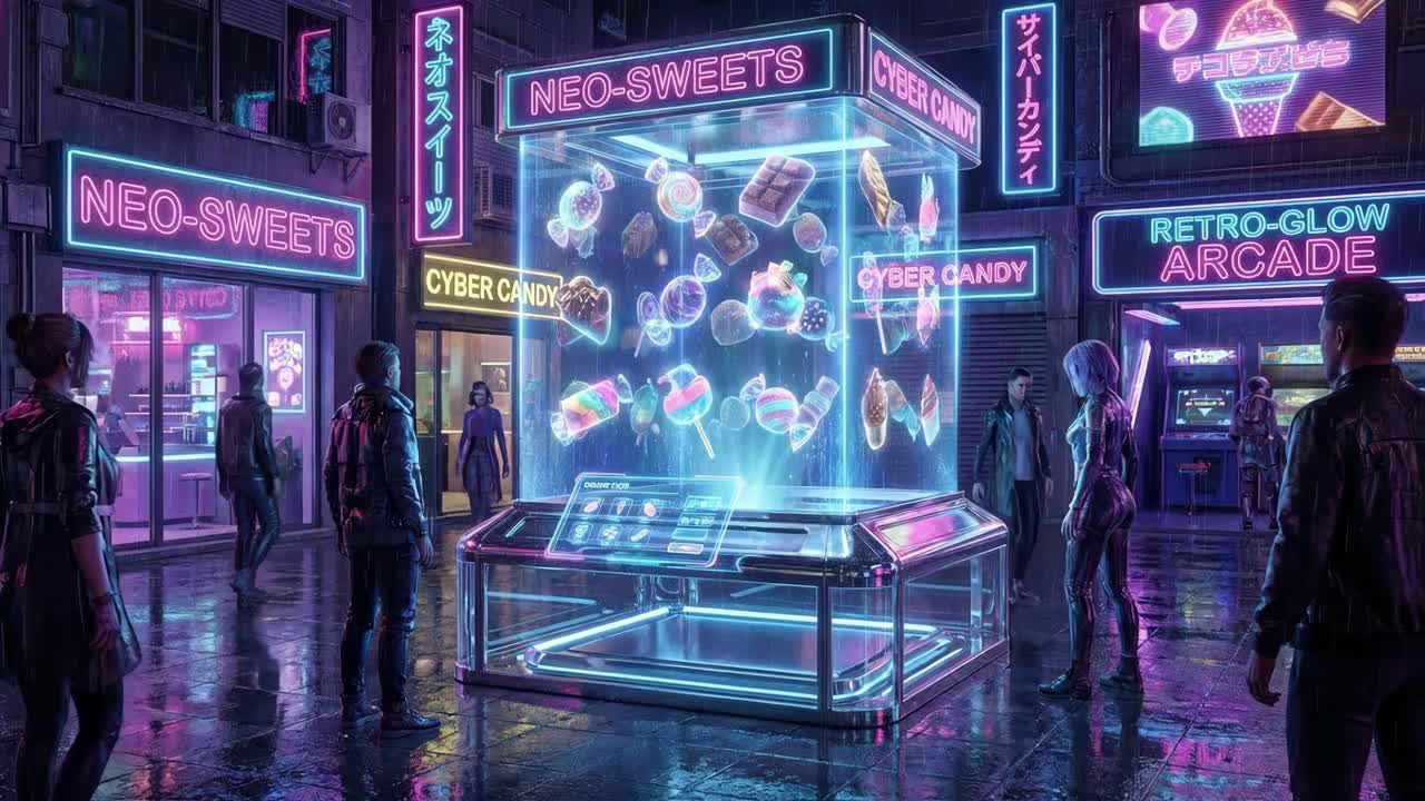 Cyberpunk Cityscape con luci al neon e tecnologia futuristica
