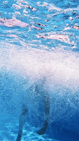 child having fun in a pool