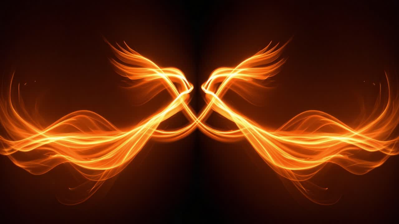 Dynamic and Mesmerizing Flow of Orange Flames Captivatingly Intertwined Against a Dark Background, Perfect for Abstract Art or Background Design