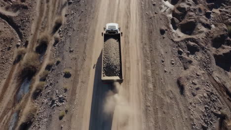dump truck loading on a dirt road