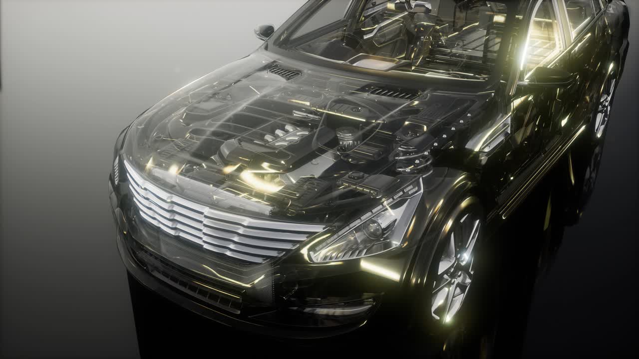 motor y otras partes visibles en el coche