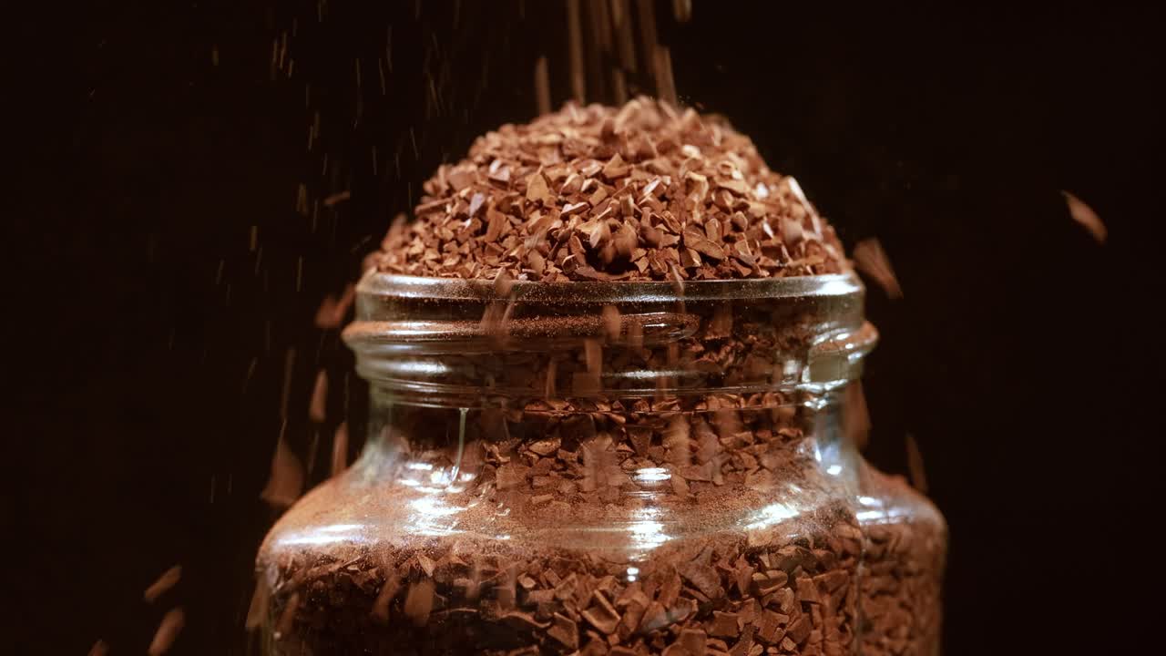 Closeup powdered coffee product, Instant coffee.