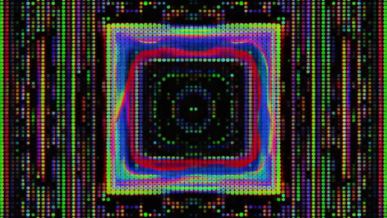 Túnel Digital Abstrato de Pontos Coloridos Pulsantes