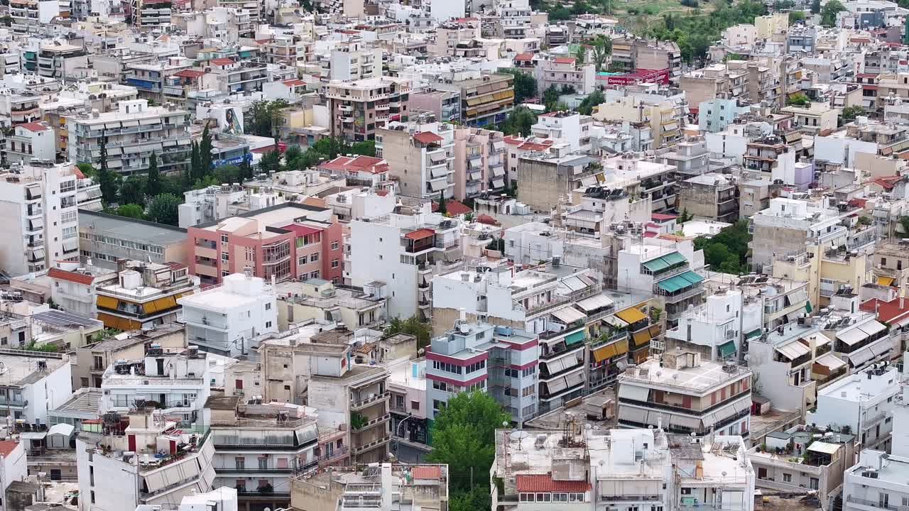 Atina havadan drone görüntüleri, kentsel yaşam tarzı.