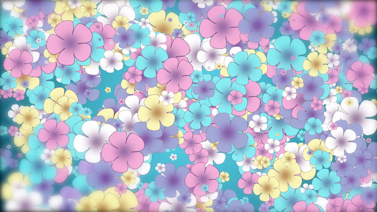 Colorful floral background. Movement of small flowers. Spring looped animation.