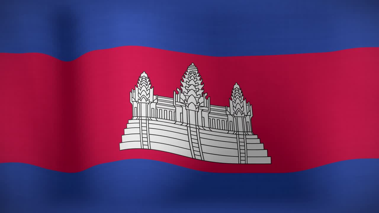animación de la bandera en movimiento de camboya ondeando