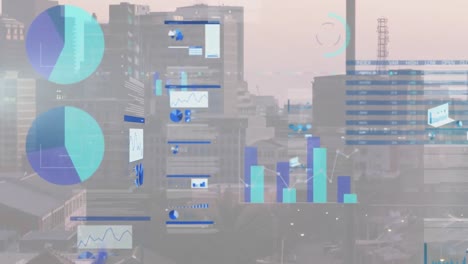 Animation-of-financial-data-processing-over-cityscape