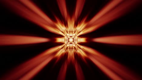 movimiento de bucle abstracto de rotación parpadeo llamarada de luz energía de chispa con haz de luz radial emitida por la estrella central. 4k 3d fractales bucle sin costuras infinito complejo de rayas de luz radiales brillantes.