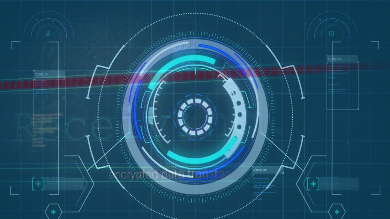 Animation of scope scanning and data processing on blue background