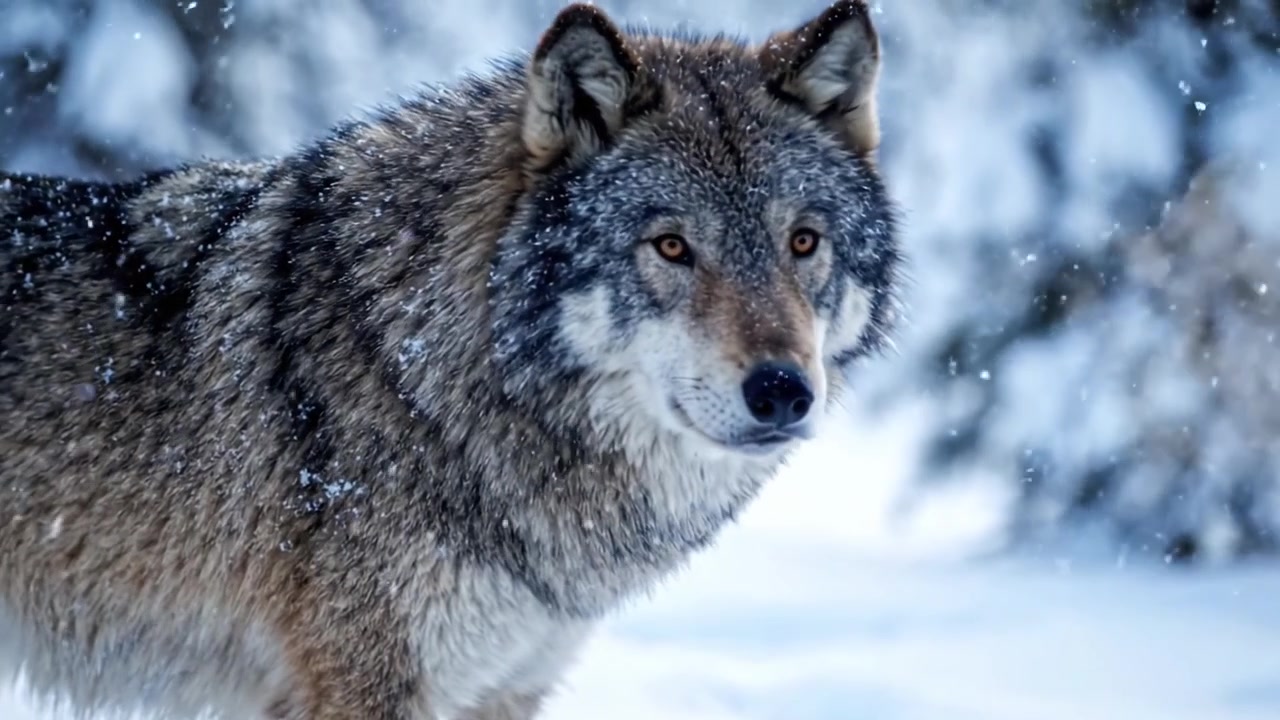 A Majestic Wolf Standing in a Snowy Landscape, Capturing the Essence of Winter's Beauty and the Spirit of the Wild