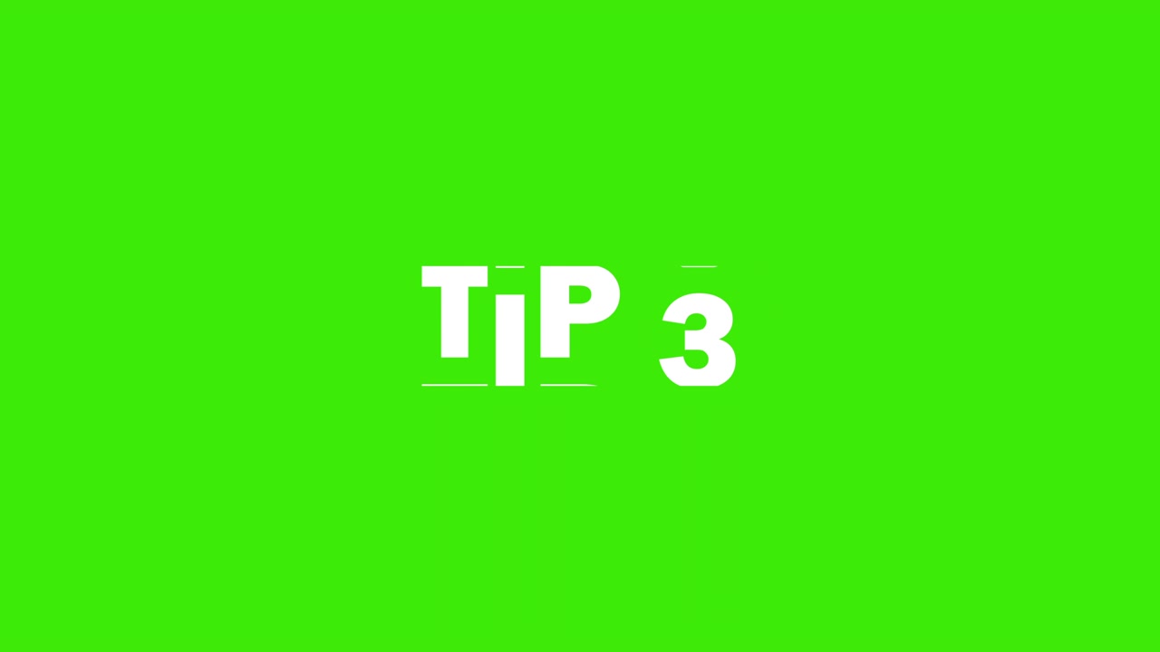Tip 3 text Animation slot machine effect on a green screen