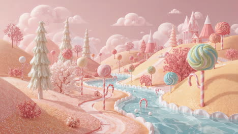 whimsical candy land fantasy landscape