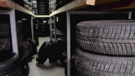 car tyres stacked at the tyre repairs mechanics stock video stock footage