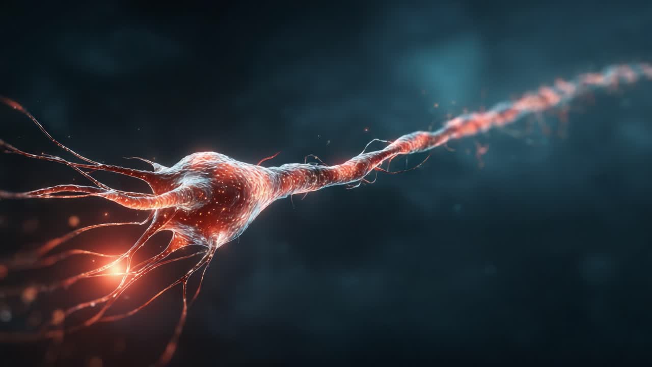A Stunning Visualization of a Neuron: Exploring the Elegant Structure and Functionality of Nervous System Cells in Motion and Detail