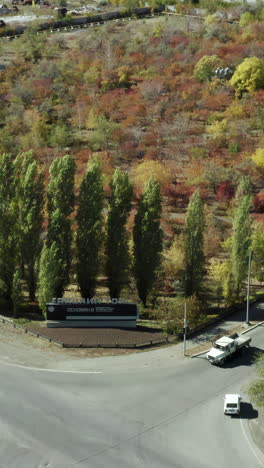 aerial view of an abandoned industrial site in autumn