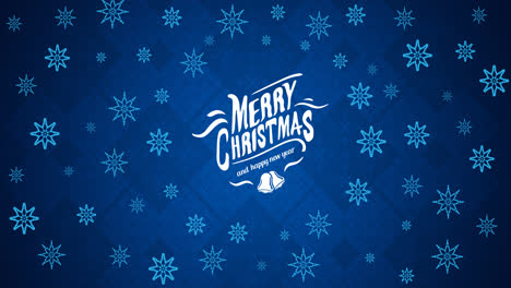 Animation-of-christmas-greetings-with-snow-falling-on-blue-background