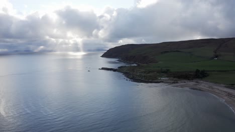 AERIAL---Coastline-and-clouds-along-South-Down-Way,-England,-wide-shot-reverse