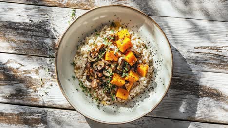 creamy mushroom and pumpkin risotto