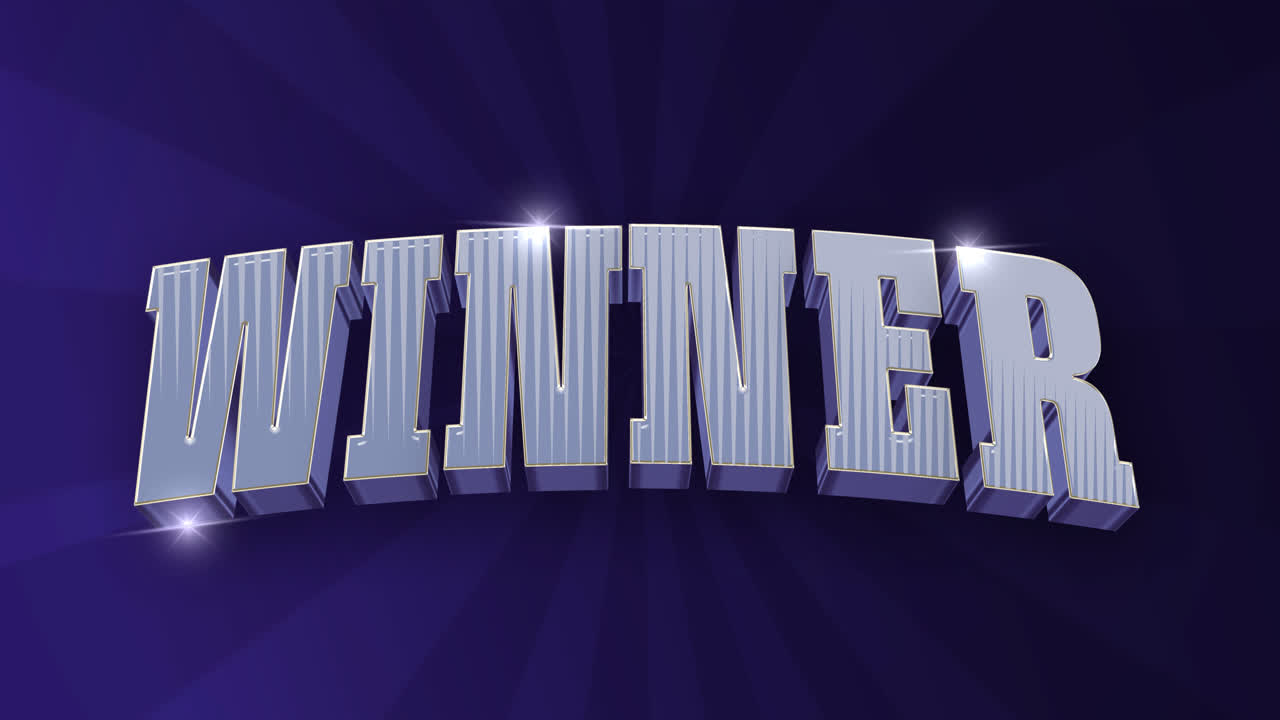 3D Metallic Winter Text on Blue Background