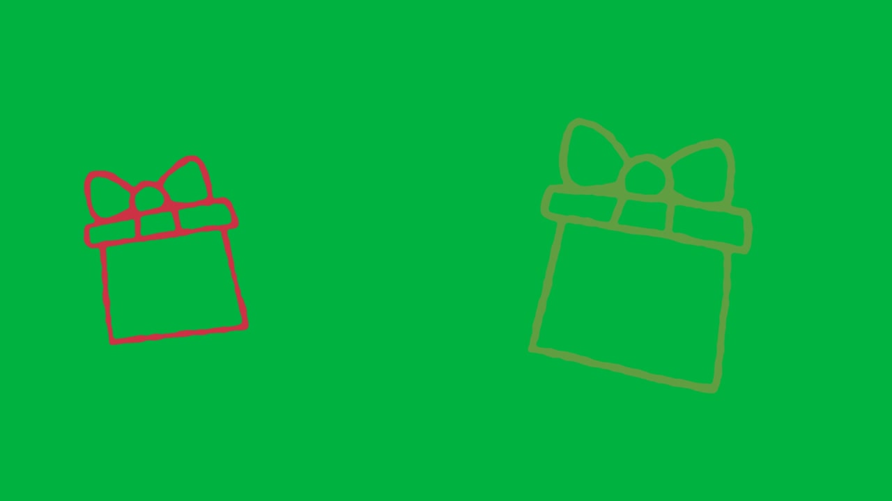 Animation of hand drawing christmas presents on transparent background