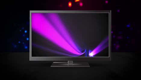 Television-with-purple-abstract-background-on-its-screen