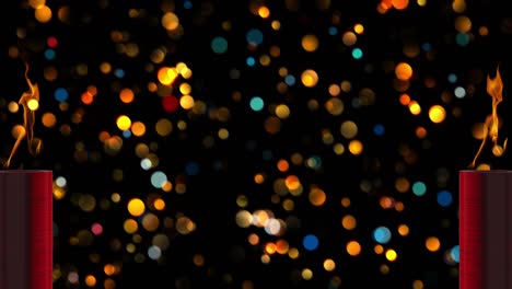 un fondo bokeh colorido con temas de navidad con velas de navidad y llamas suaves que fluyen