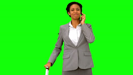 late woman throwing her phone on green screen