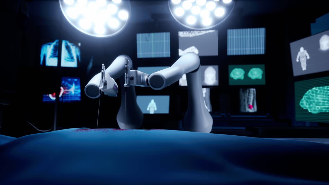 cirugía robótica en una sala de operaciones